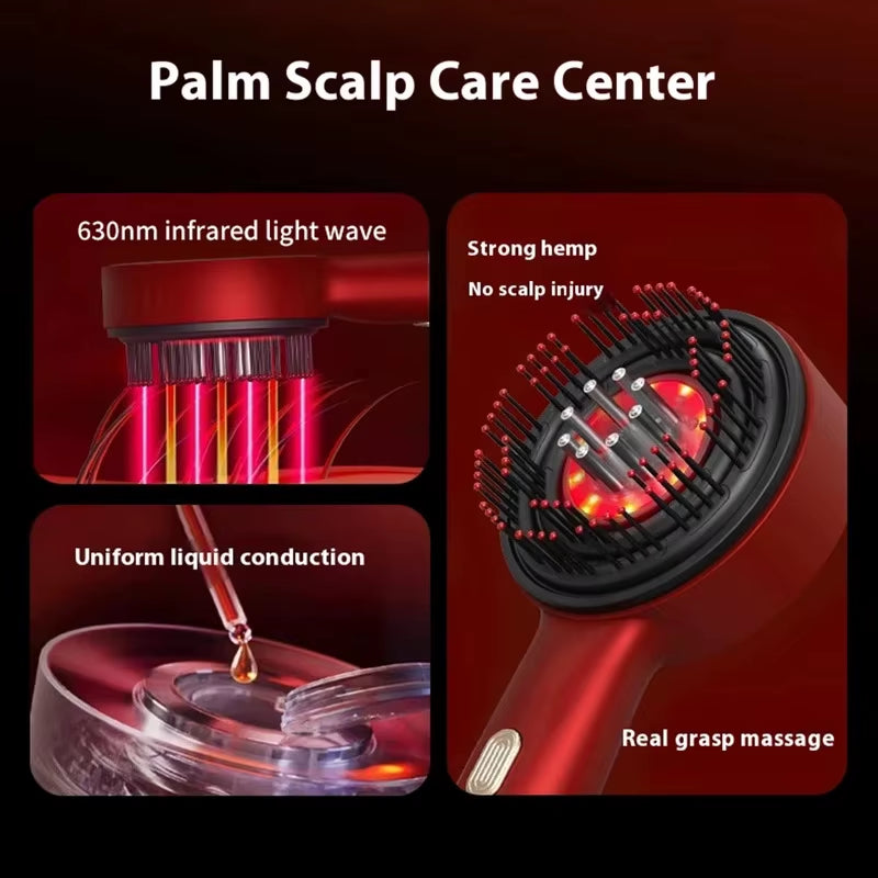 Electric Scalp Massage Comb Scalp Oil Applicator Hair Care Red Light Head Massager for Hairline Growth Anti-Hair Loss Hairbrush