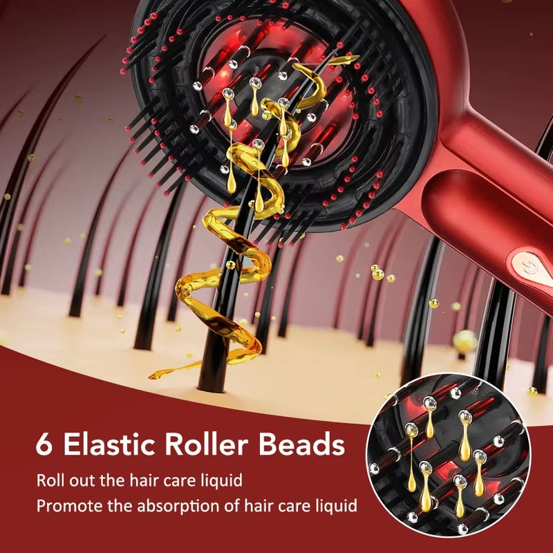 Electric Scalp Massage Comb Scalp Oil Applicator Hair Care Red Light Head Massager for Hairline Growth Anti-Hair Loss Hairbrush
