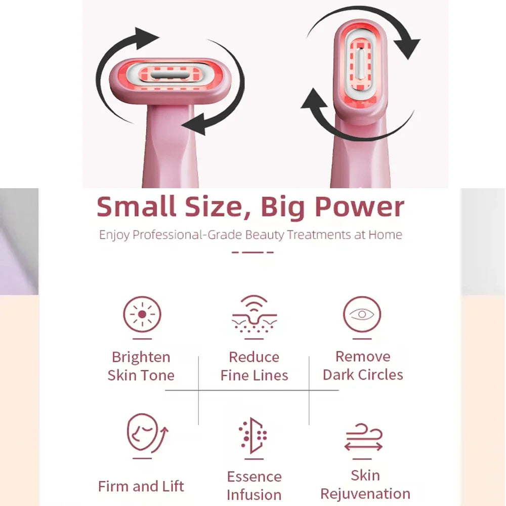 360° Rotating EMS Microcurrent Facial Wand with Red Light Therapy for Skin Tightening and Anti-Wrinkle Care for Face, Eyes, and Neck