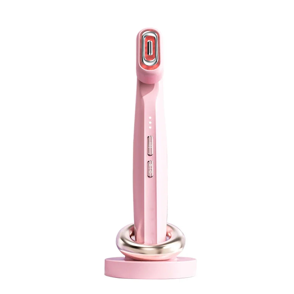 360° Rotating EMS Microcurrent Facial Wand with Red Light Therapy for Skin Tightening and Anti-Wrinkle Care for Face, Eyes, and Neck